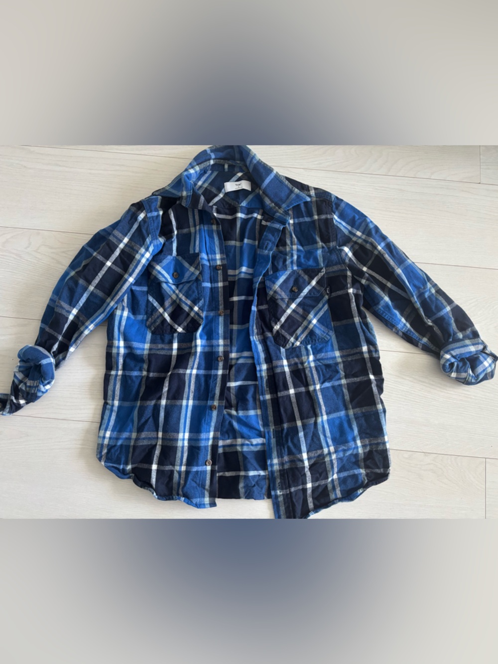 Aritzia Blue & Navy Plaid Shirt